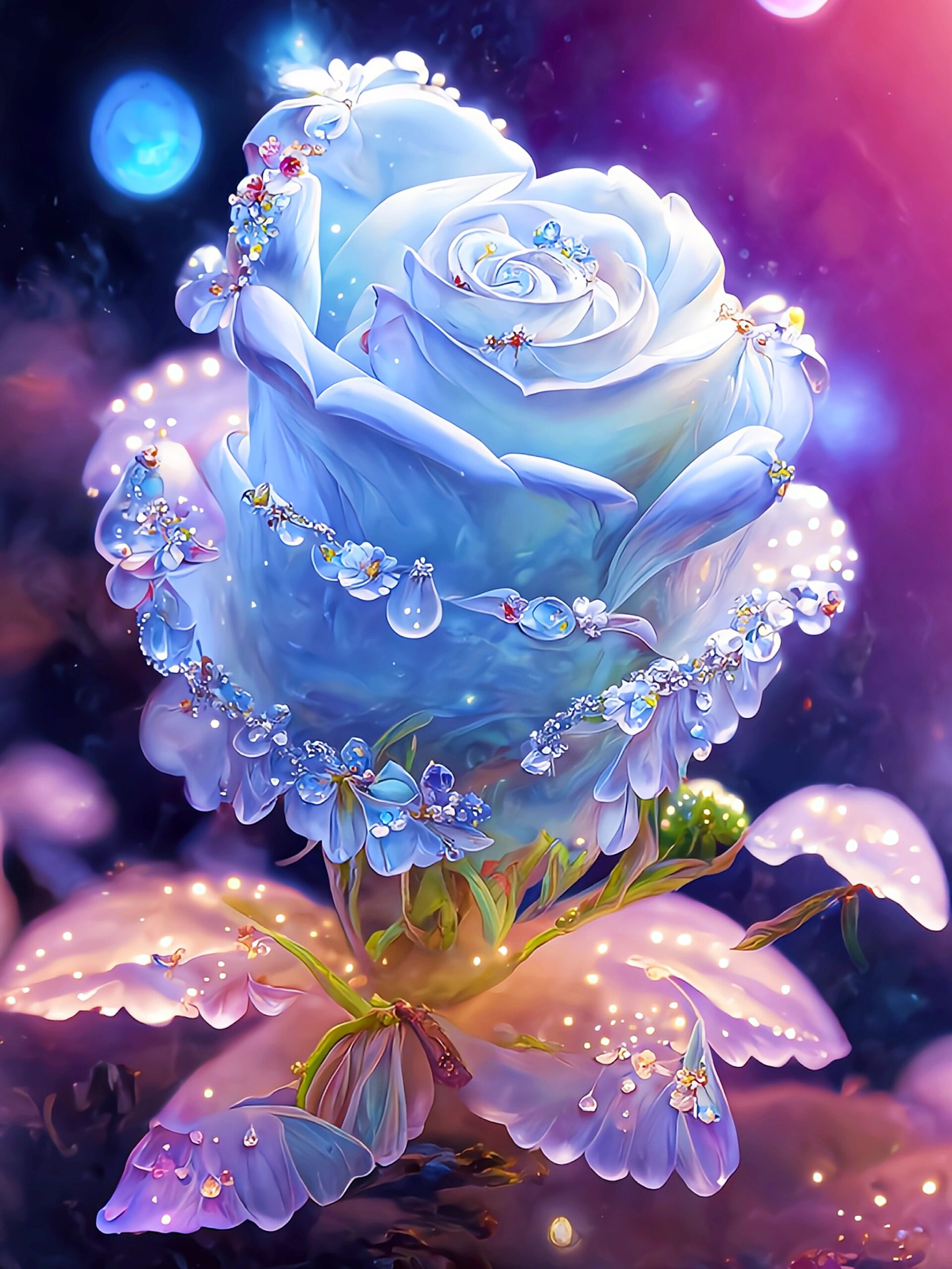 AB Diamond Painting Water Droplet Flower