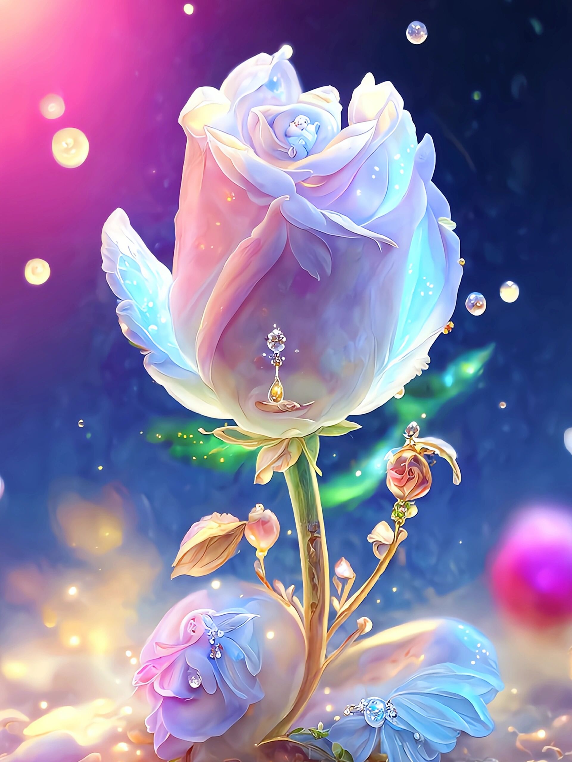 AB Diamond Painting Water Droplet Flower
