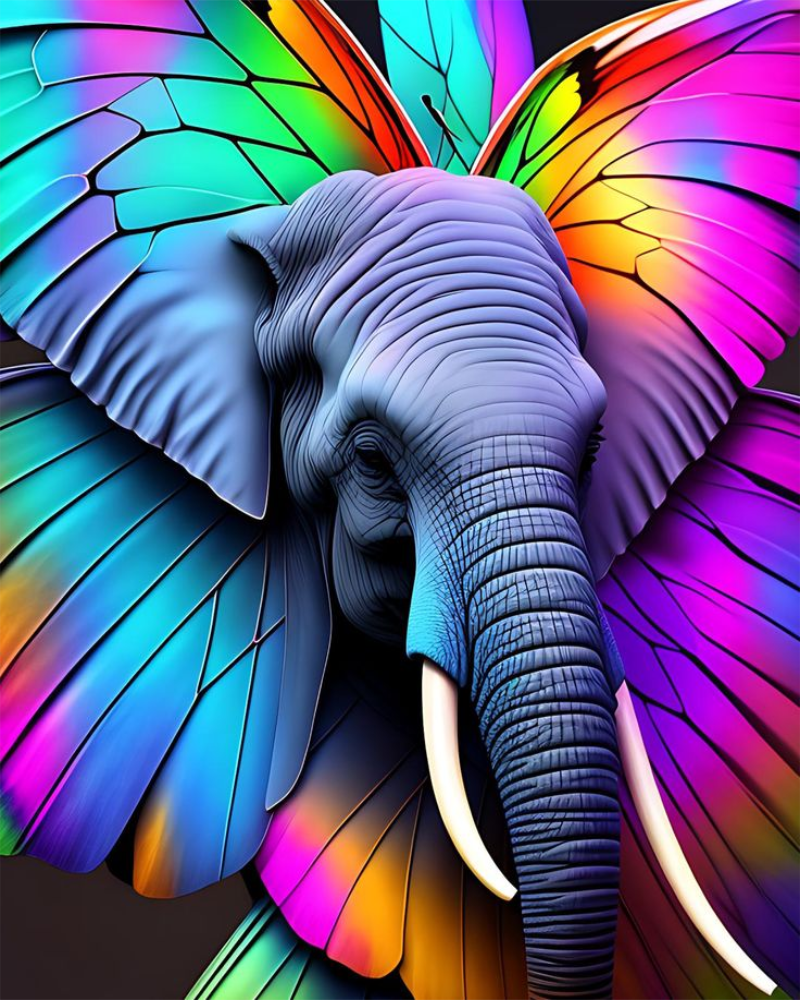 Diamond Painting - Colorful Butterfly Elephant