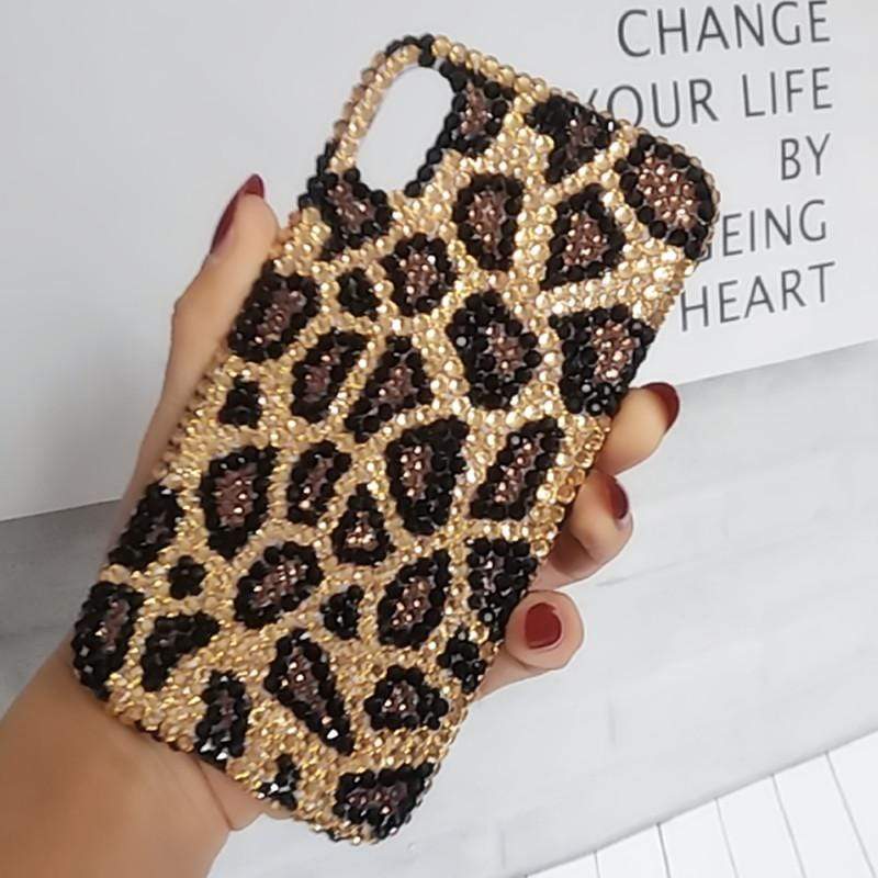 Gold Leopard Glitter Handmade Shockproof Protective Designer iPhone Case For iPhone 12 SE 11 Pro Max X XS Max XR 7 8 Plus