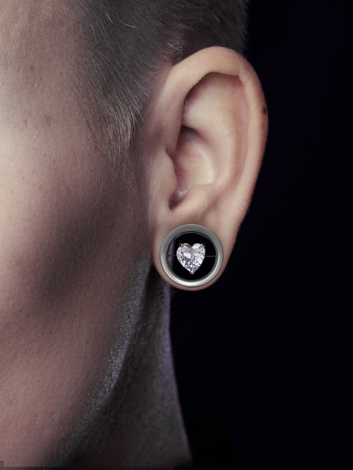 PUNKYOUTH Heart Diamond Ear Piercing Plugs Tunnels