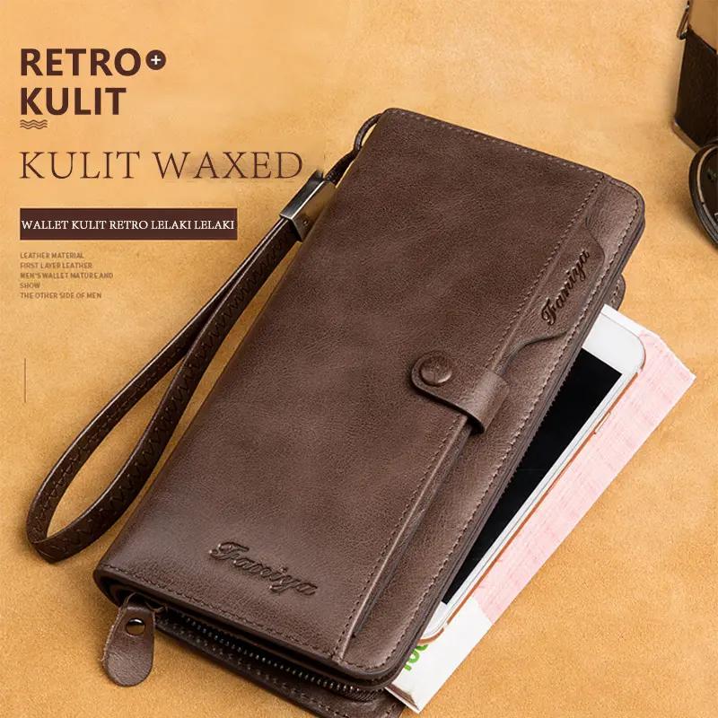 Férfi pénztárca hosszú, 2021 új bőr nagy kapacitású marhabőr kártyatáska férfi pénztárca