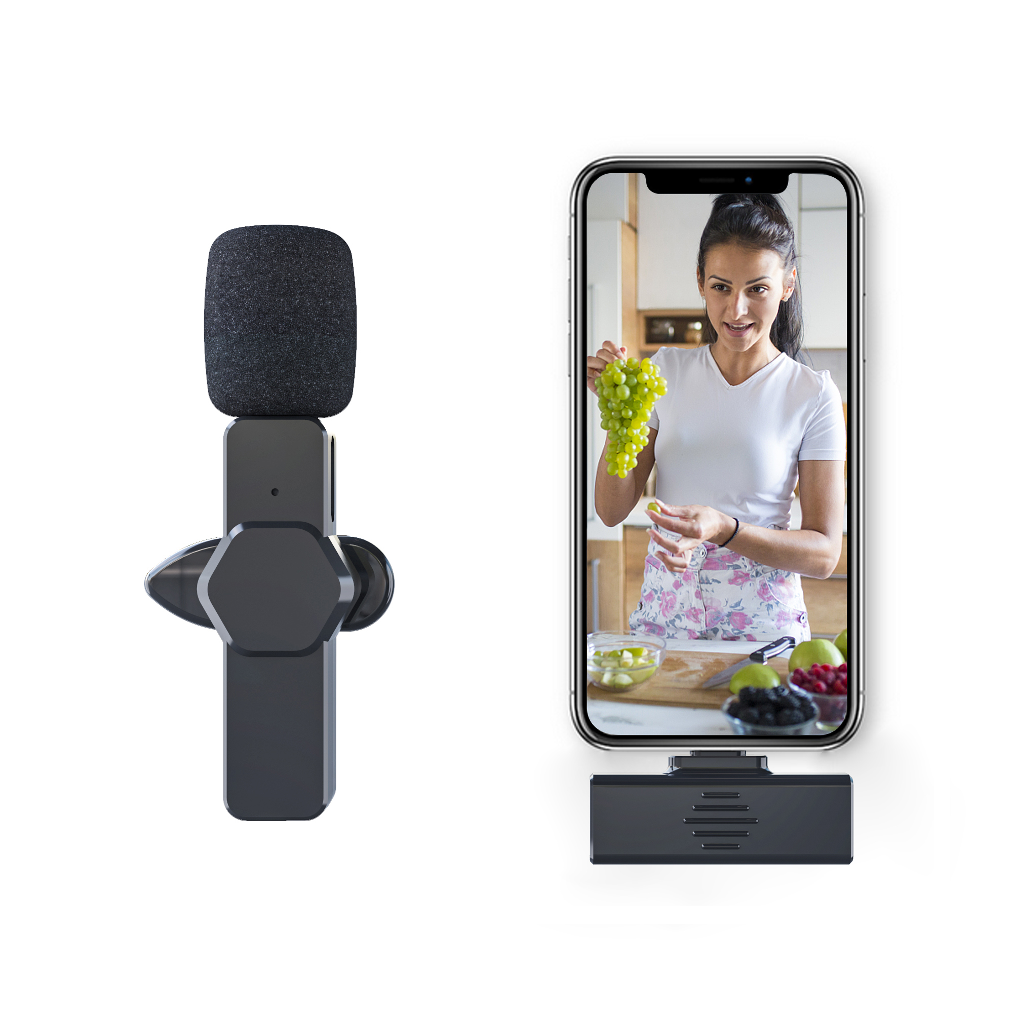 Wireless Lavalier Microphone Compatible with Android Mobile Phone Noise Reduction Auto-Sync Plug-Play Wireless Mic for Recording, YouTube, TikTok, Facebook Live Stream