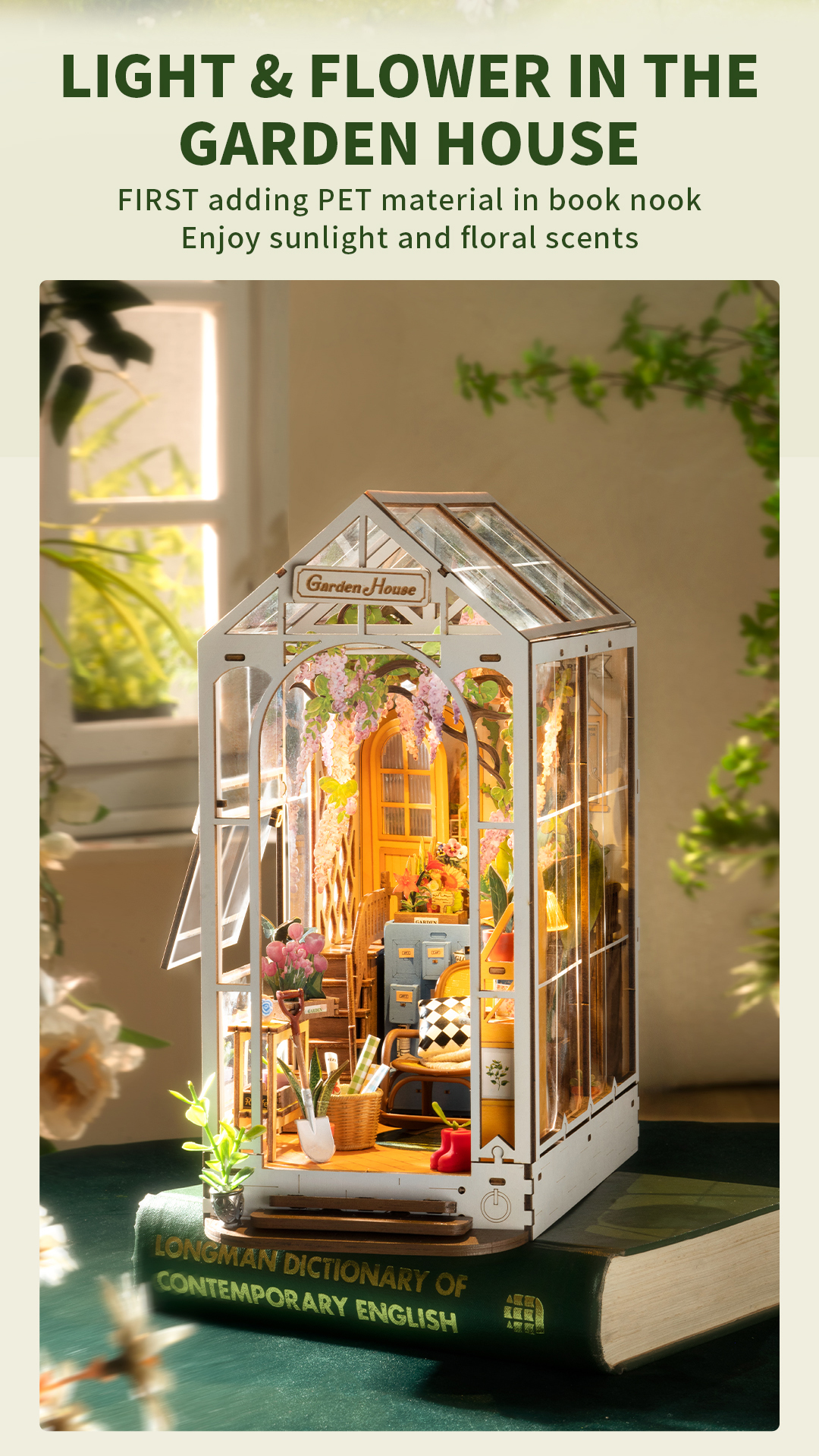 Rolife Holiday Garden House DIY Book Nook Shelf Insert TGB06 [PRE