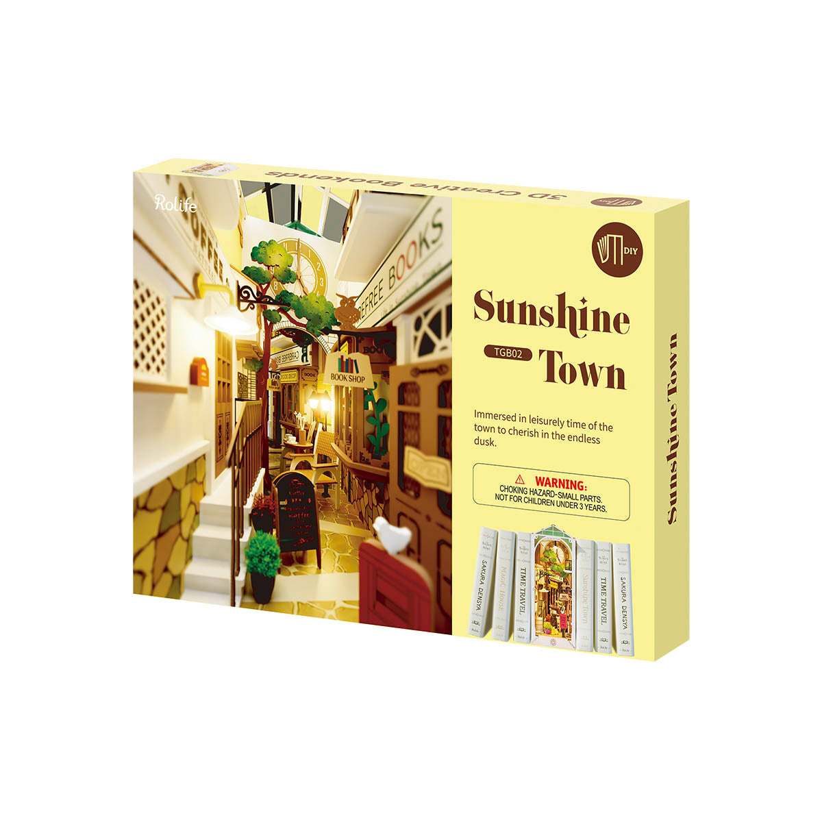 Rolife Book Nook Shelf Insert - Sunshine Town TGB02 packaging