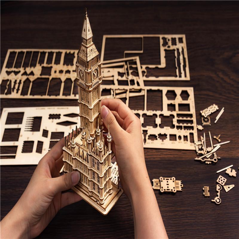 Robtiendra me-Jeu de puzzle 3D en bois, Big Ben,Tower Bridge, DIY