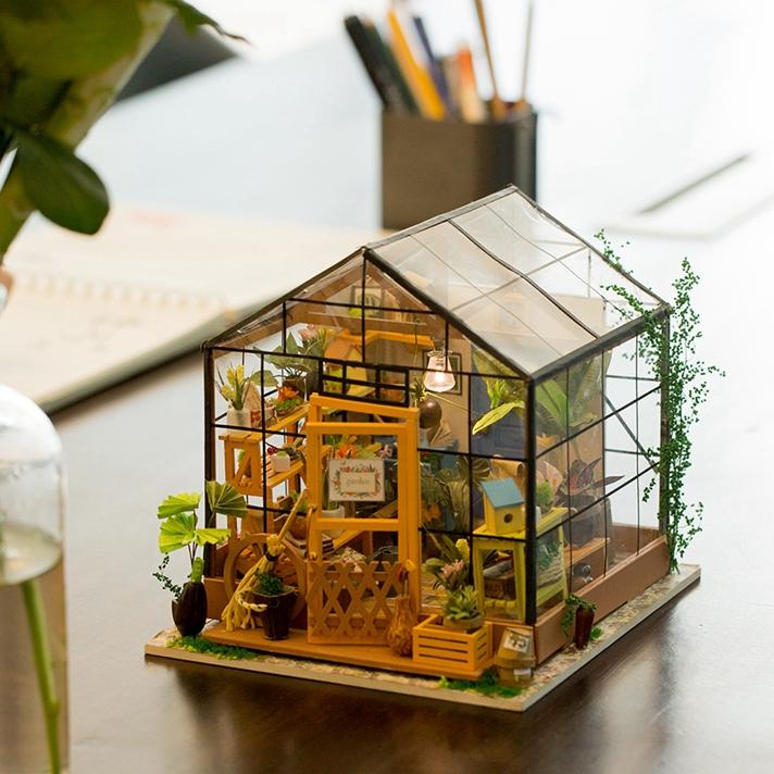 DIY Miniature House Rolife Kit para Montar Invernadero de Madera Miniatura en 3D Cathys Flower House 