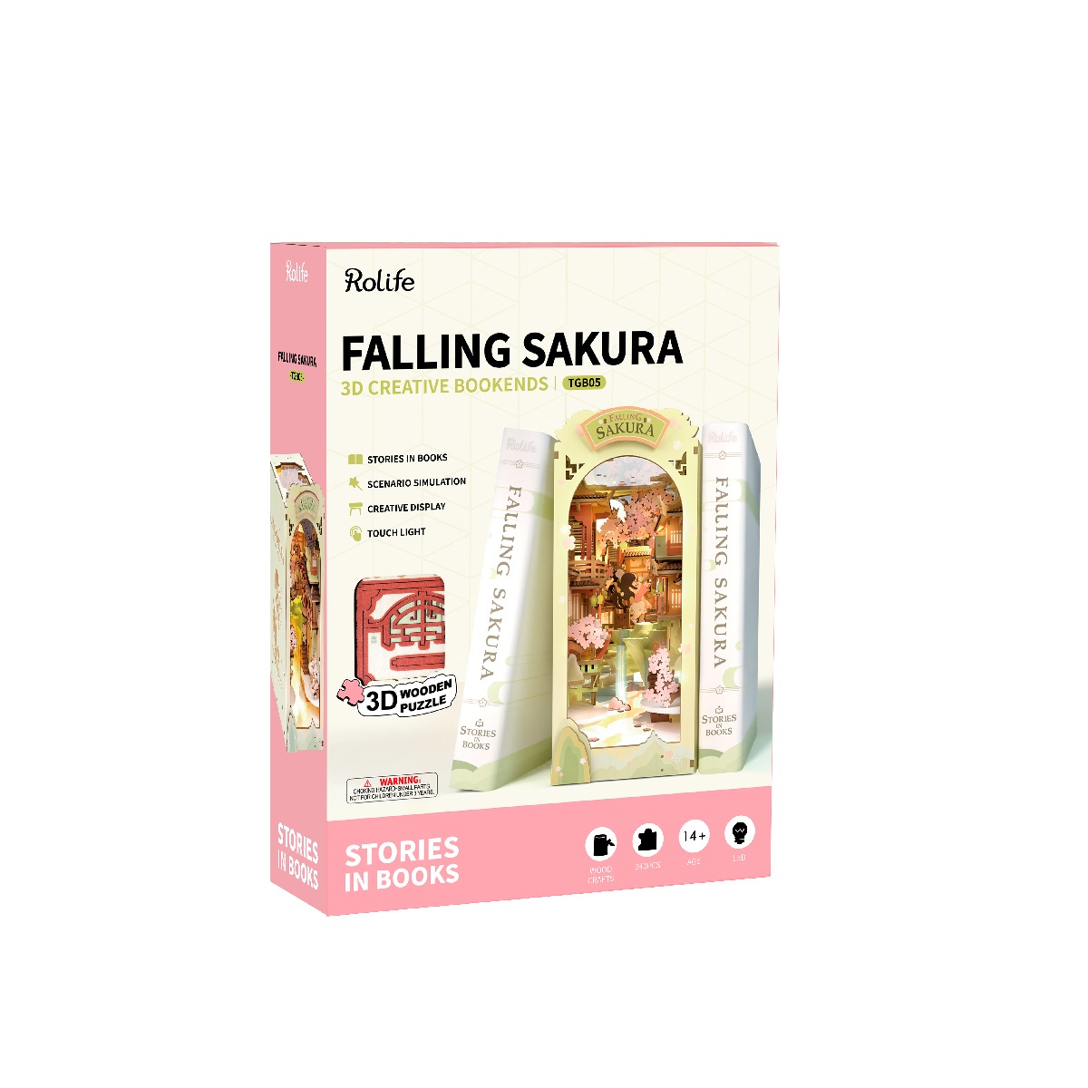 Rolife Book Nook Shelf Insert - Falling Sakura TGB05 packaging