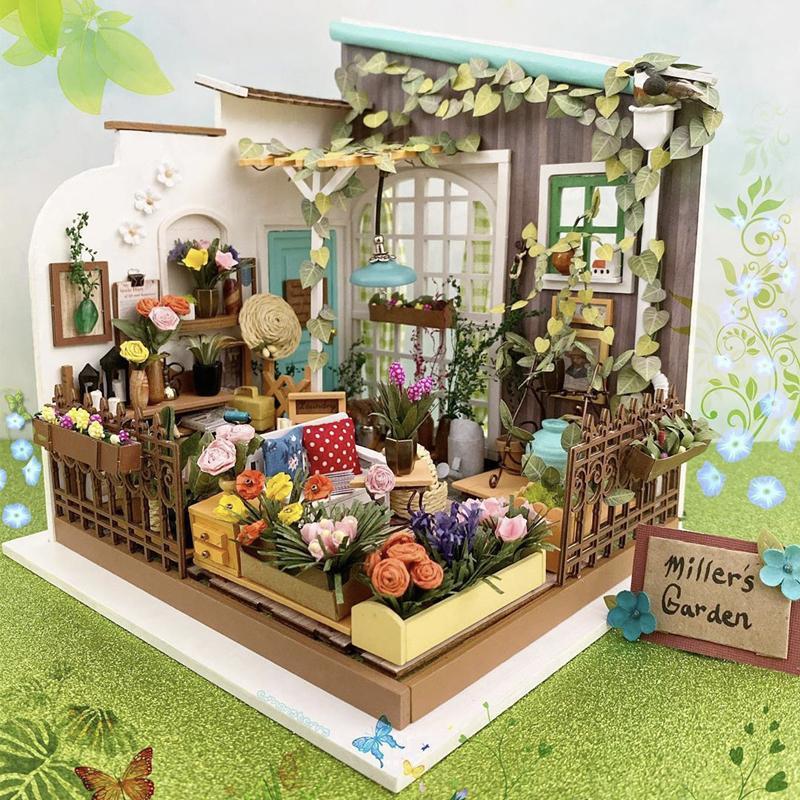 Rolife Maison de poupée miniature, kit de maison en bois à faire soi-même,  modèle de puzzle 3D, décorations de chambre créatives avec meubles et LED,  meilleur cadeau d'anniversaire (Joy's Peninsula Salon) 