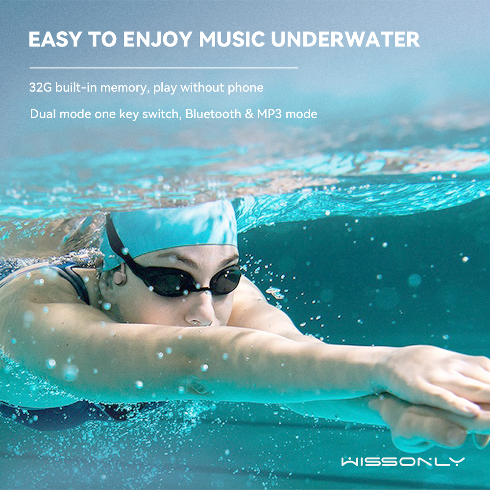 Best Waterproof Headphone for Swimming-Wissonly Hi Runner Bluetooth Bone Conduction headphones for Swimmers