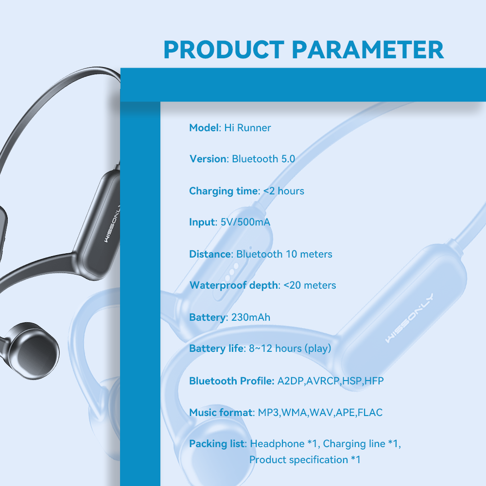 Best Waterproof Swimming Headphones with Bone Conduction-Wissonly Wireless Headphone for Swimmers