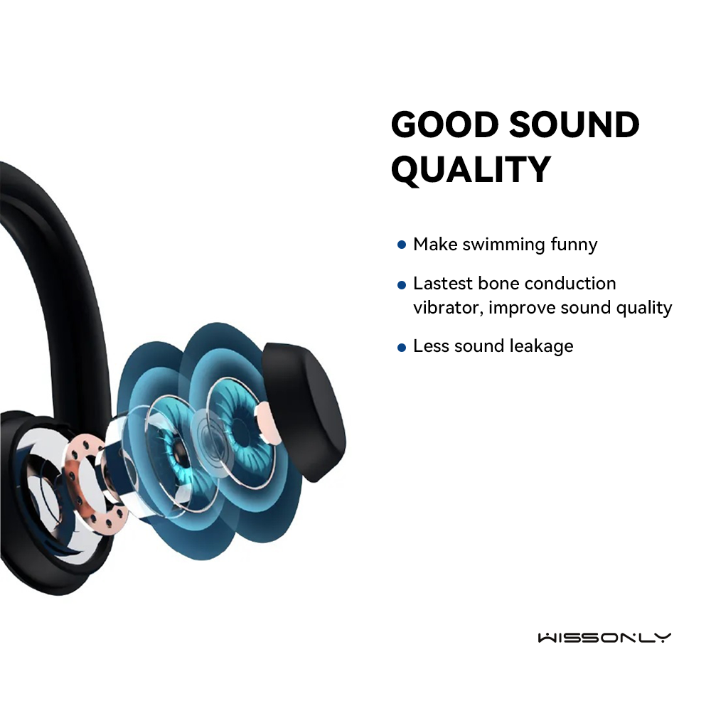 Best Waterproof Earbuds for Swimming-Wissonly Bluetooth Bone Conduction Earphones for Swimmers