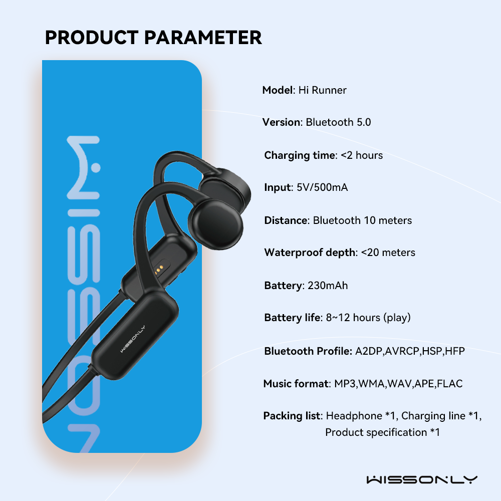 Best Waterproof Earbuds for Swimming-Wissonly Bluetooth Bone Conduction Earphones for Swimmers