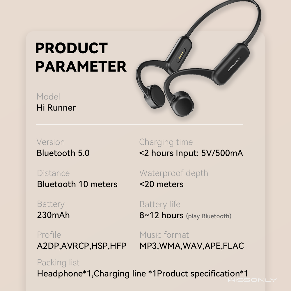 Best Wireless Bluetooth Earbud for running-Wissonly Hi Runner Waterproof Bone Conduction headphones