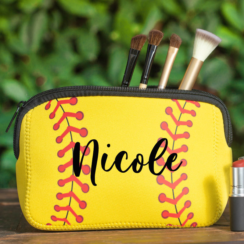 Softball Gift for Girls, Personalized Baseball Makeup Bag