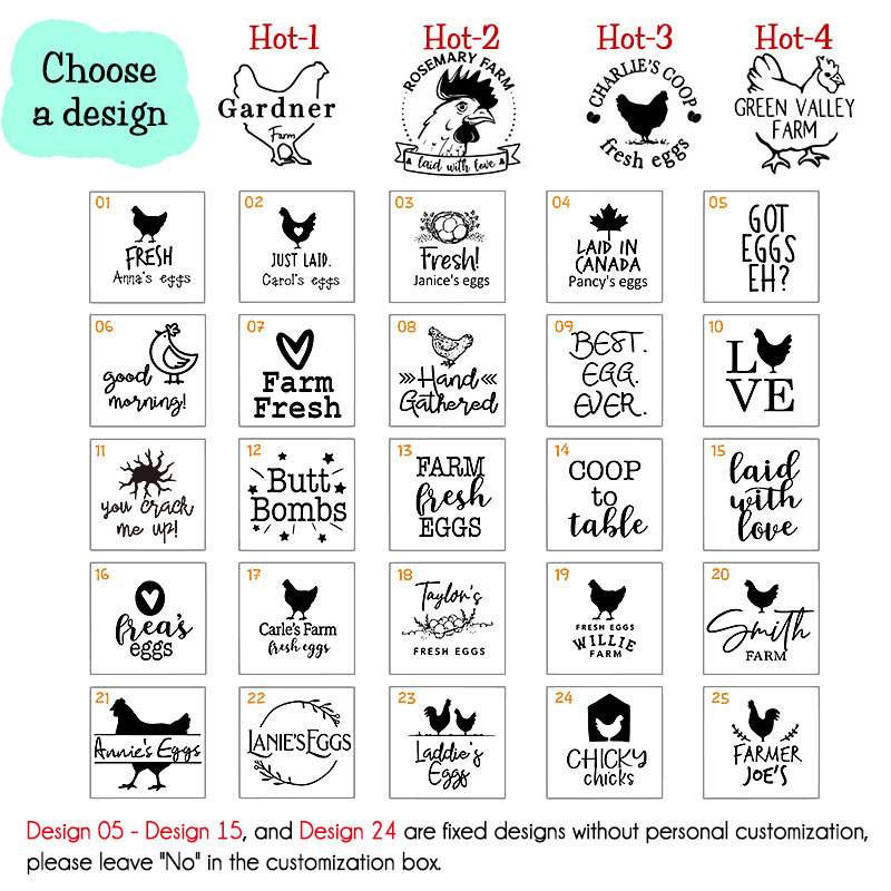 Custom Egg Stamp Farm Egg Label with 29 Designs