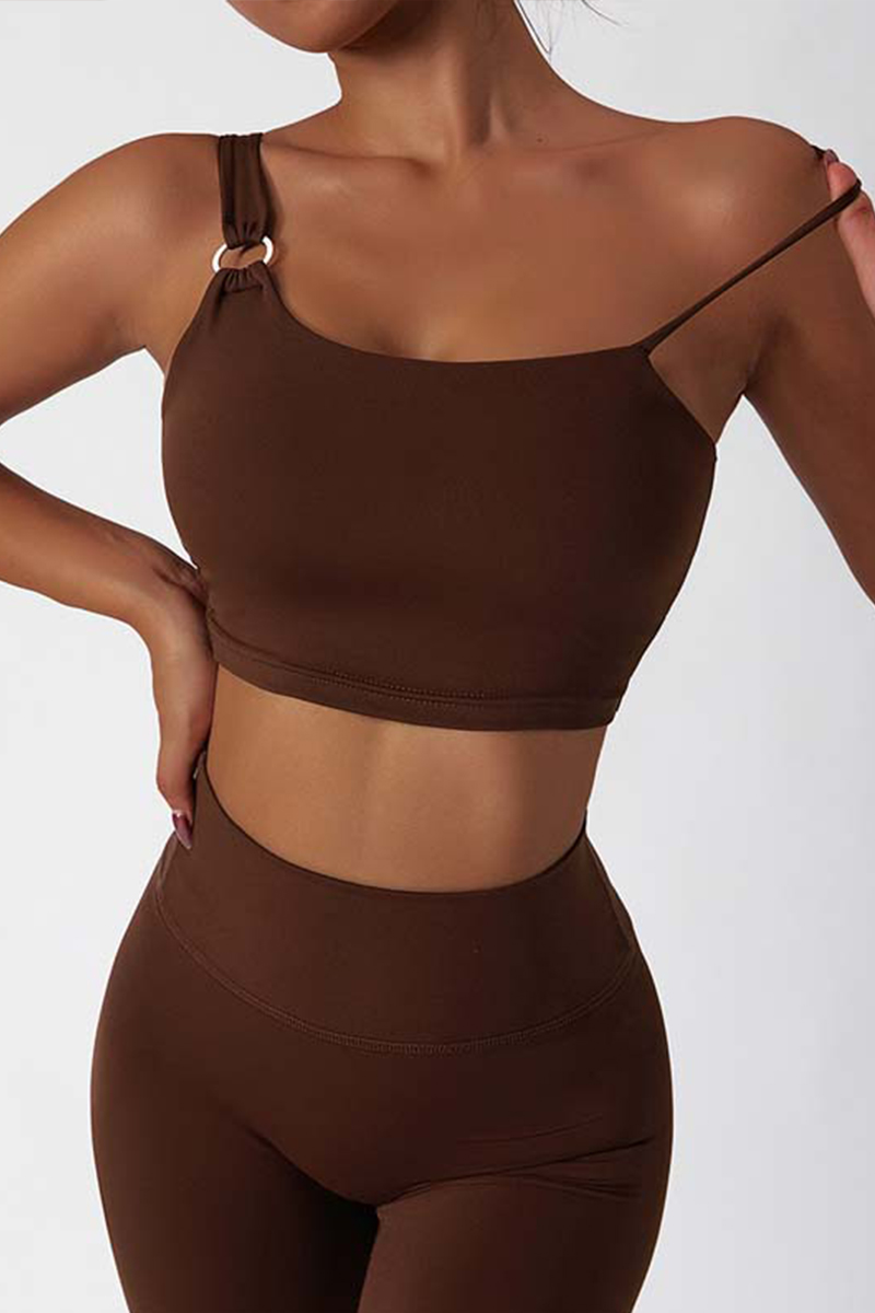 Allecco™ Buckled Camisole Seamless Sports Bra-Coffee