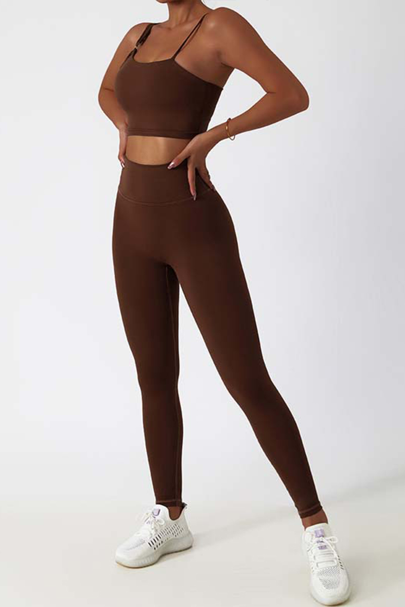 Allecco™ Buckled Camisole Seamless Suit-Coffee