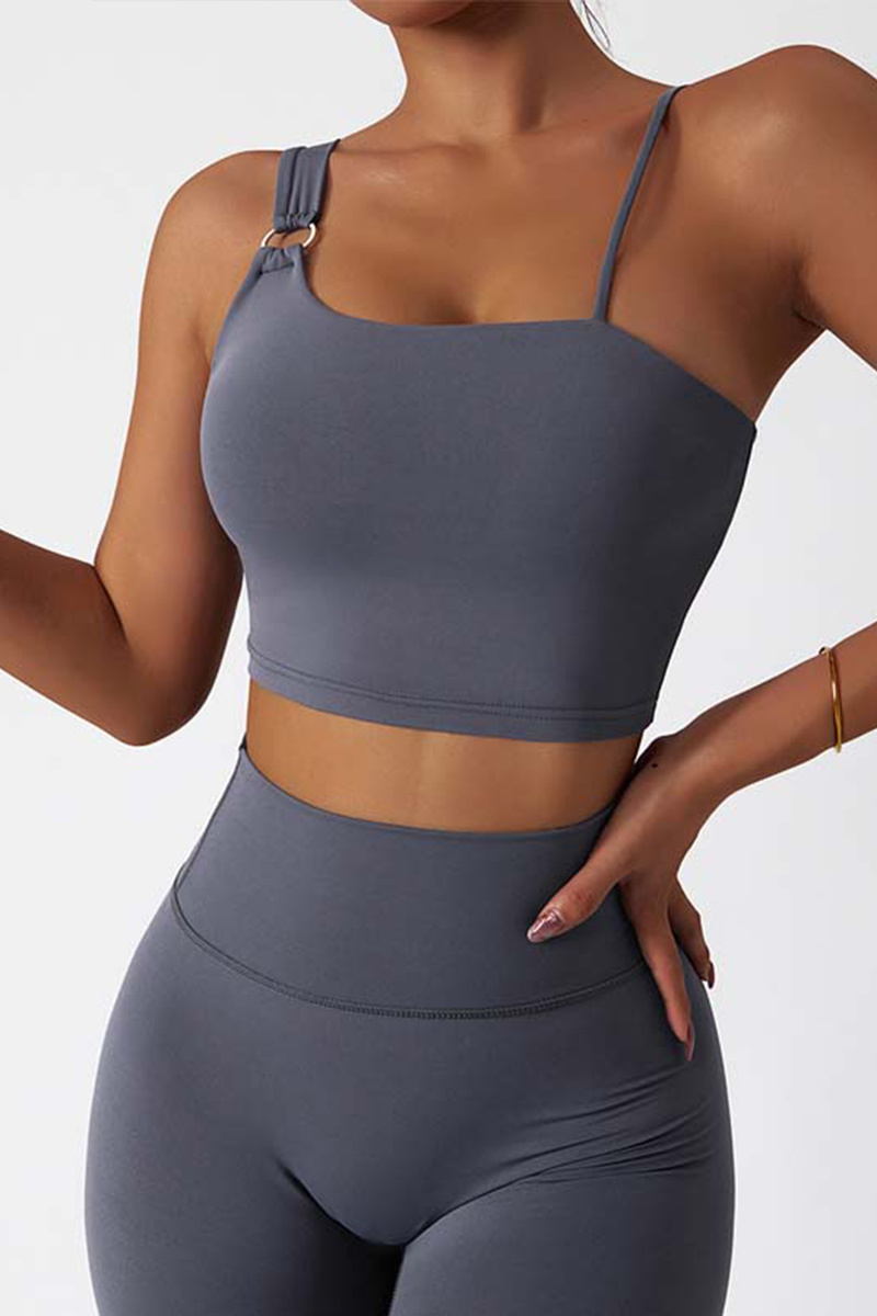 Allecco™ Buckled Camisole Seamless Sports Bra-Grey