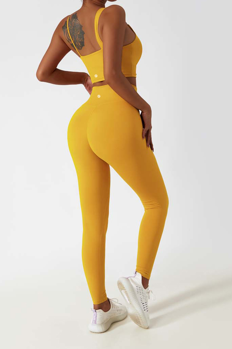 Allecco™  Buttery-soft Yellow Tulip Leggings