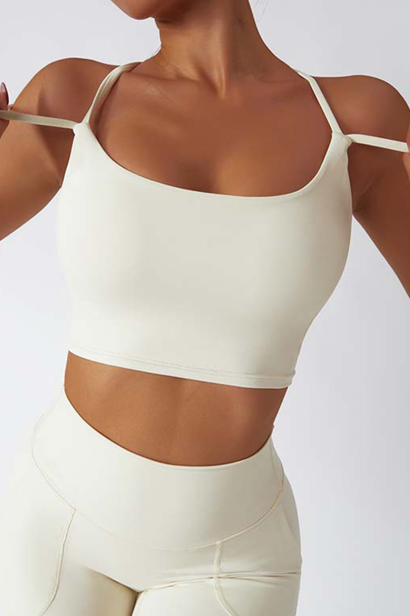 Allecco™ Double Cross Suspenders Shaping Sports Bra-White