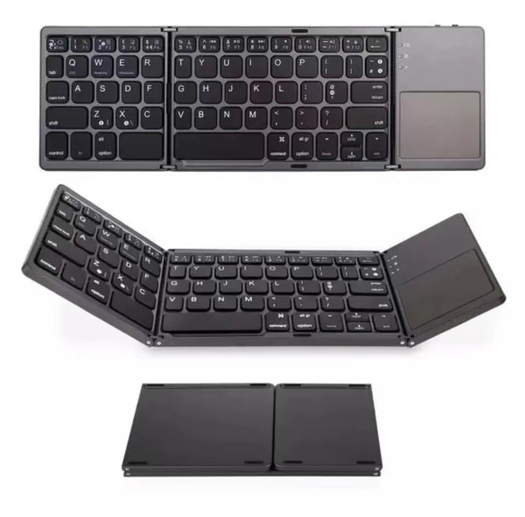 Wireless Bluetooth three side folding keyboard, common to Apple Android system