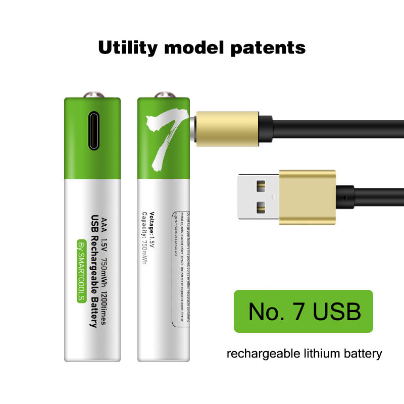 Rechargeable Lithium AAA Batteries with USB Cable 750 mwh Capacity