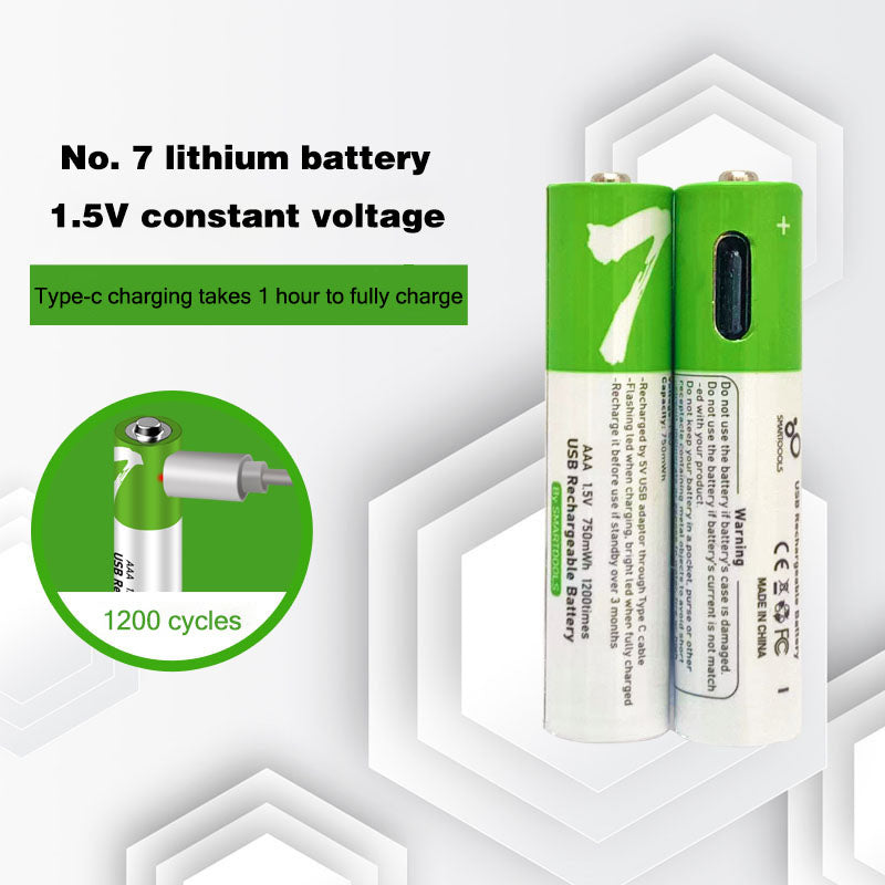 Rechargeable Lithium AAA Batteries 2 Pcs and 4 Pcs Optional with USB Cable Type-C Port, 750 mWh Rechargeable AAA Battery Constant Output 1.5V Li-ion AAA Battery, 1H Fast Charge 1200 Cycles Life-span for Toy Cars Toothbrush