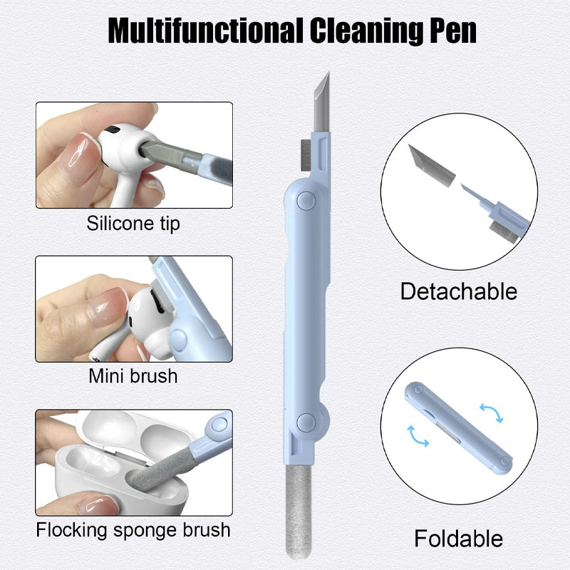 G-OUSSVE｜7 in 1 Cleaner Kit, Keyboard Cleaner Kit with Brush, 3 in 1 Cleaning Pen for Airpods Pro, Multifunctional Cleaning Kit for Earphone, Keyboard, Laptop, Phone, PC Monitor-BGOODSHOP