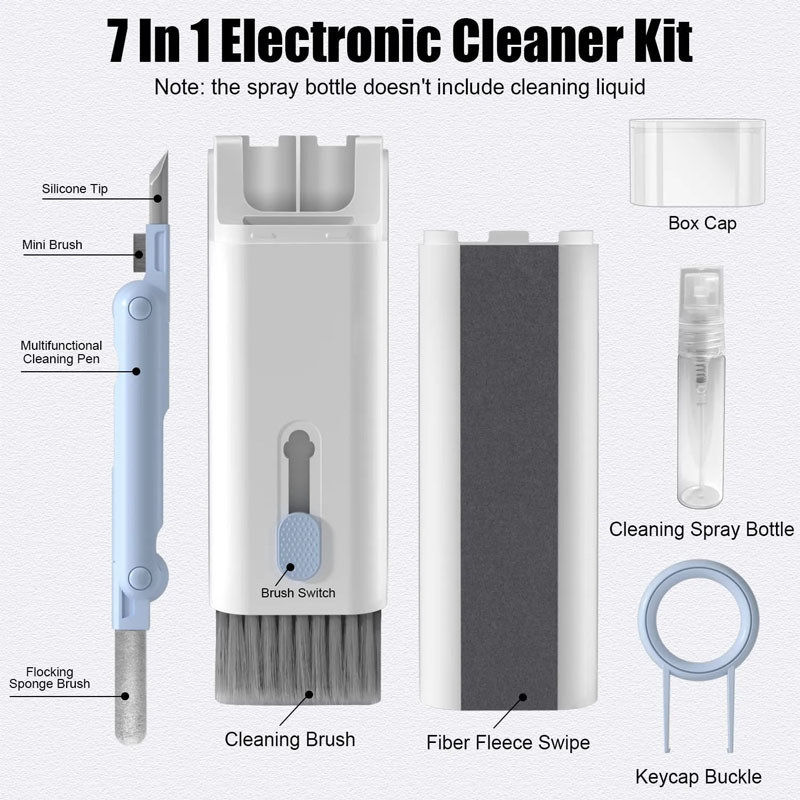 G-OUSSVE｜7 in 1 Cleaner Kit, Keyboard Cleaner Kit with Brush, 3 in 1 Cleaning Pen for Airpods Pro, Multifunctional Cleaning Kit for Earphone, Keyboard, Laptop, Phone, PC Monitor-BGOODSHOP