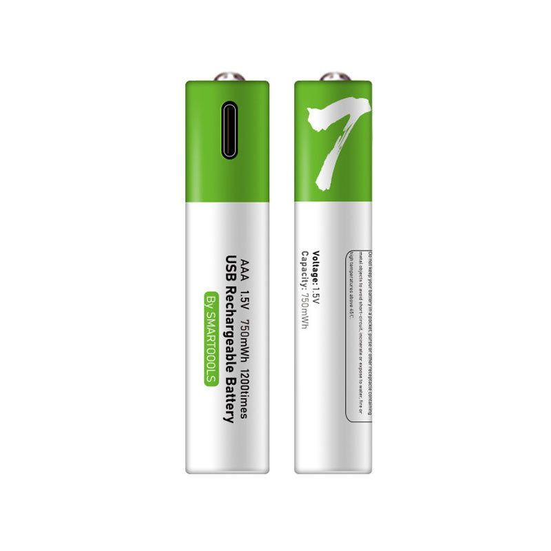 Rechargeable Lithium AAA Batteries with USB Cable 750 mwh Capacity