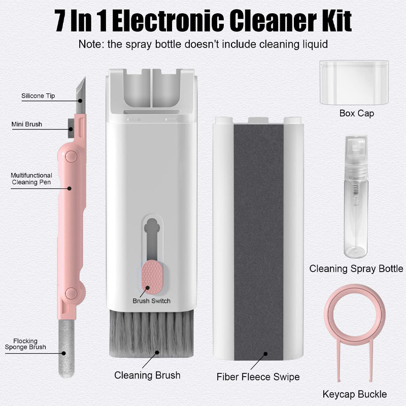 G-OUSSVE｜7 in 1 Cleaner Kit, Keyboard Cleaner Kit with Brush, 3 in 1 Cleaning Pen for Airpods Pro, Multifunctional Cleaning Kit for Earphone, Keyboard, Laptop, Phone, PC Monitor-BGOODSHOP