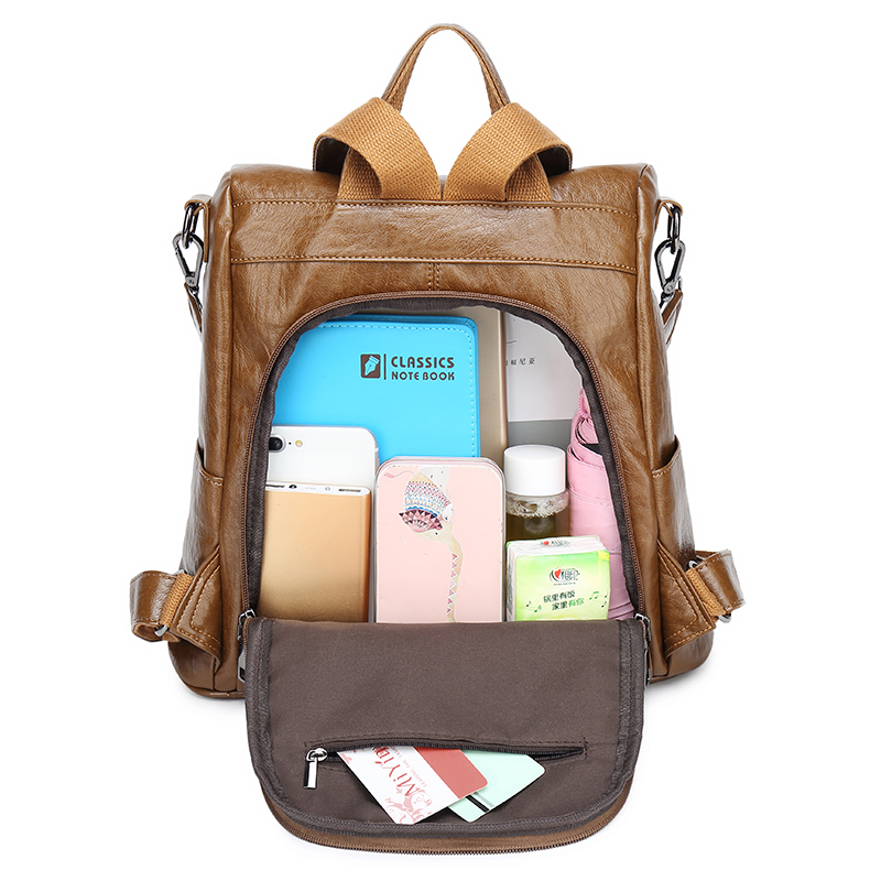 Нова раница против кражба от овча кожа с панделка