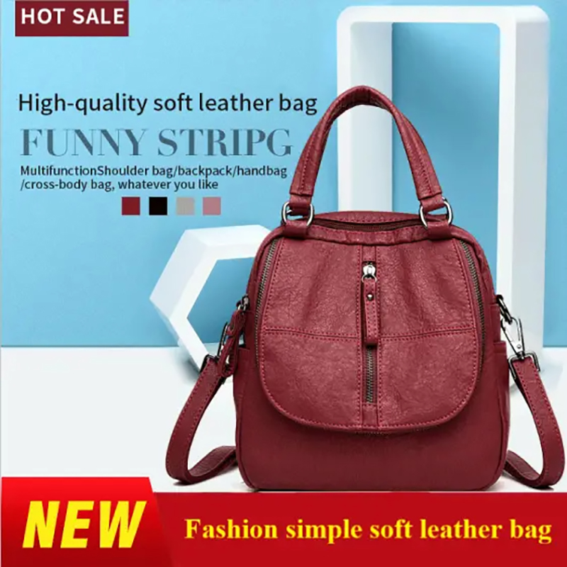 Стилна обикновена чанта за рамо от мека телешка кожа