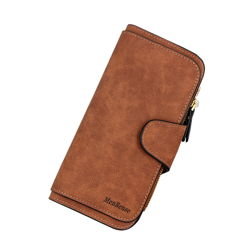 Ново - Маслена восъчна телешка кожа Дълъг портфейл