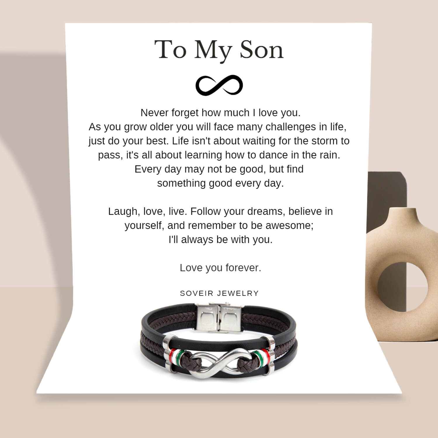 To My Son Love You Forever Bracelet, Wedding Day Gift From Loving