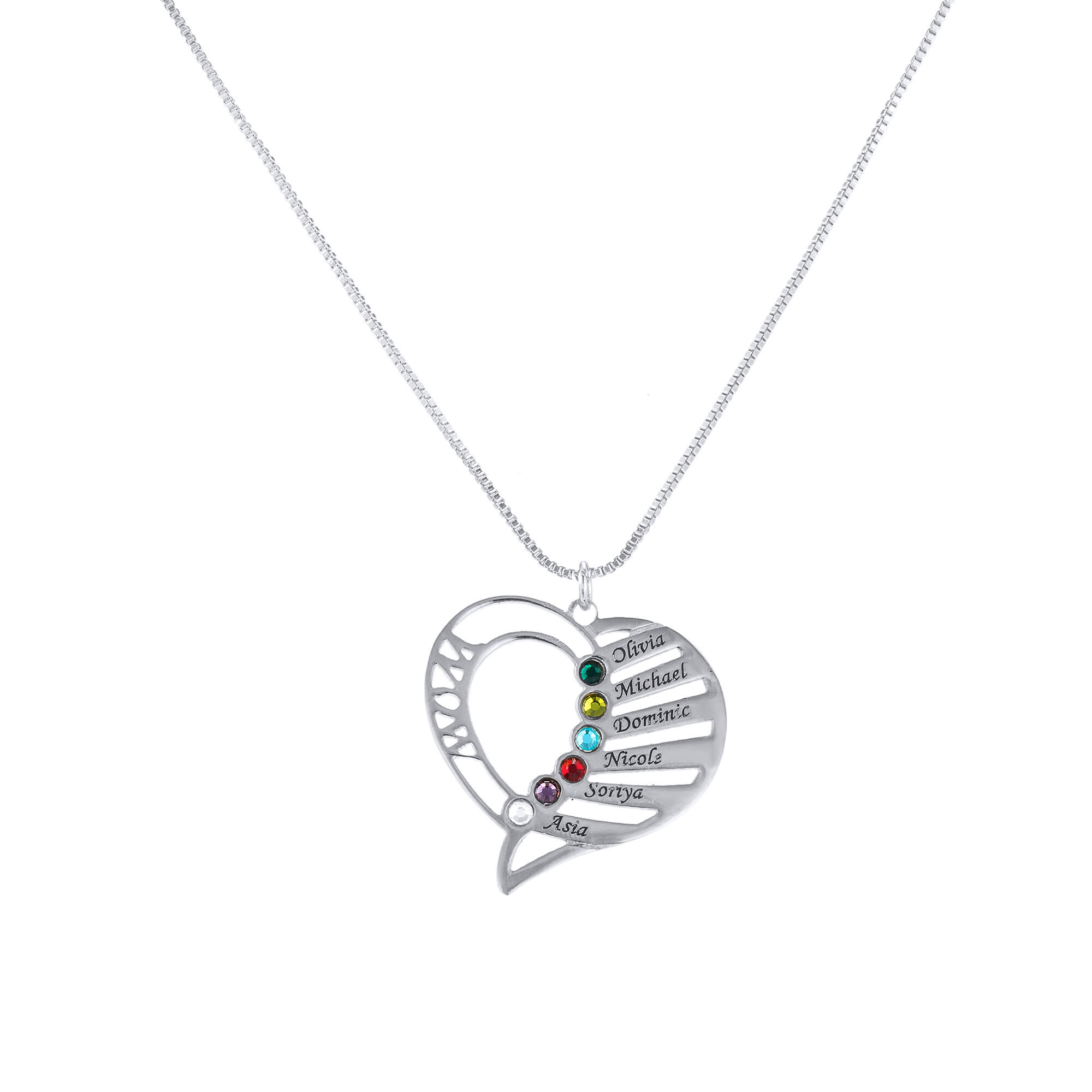 Personalized Family Heart Birthstone 