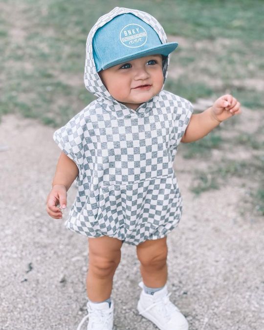 Baby Boy Checkboard Hooded Rompervisikids