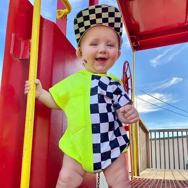 Baby Checkered Hooded Romper