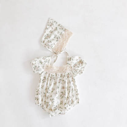Baby Floral Romper With Hat