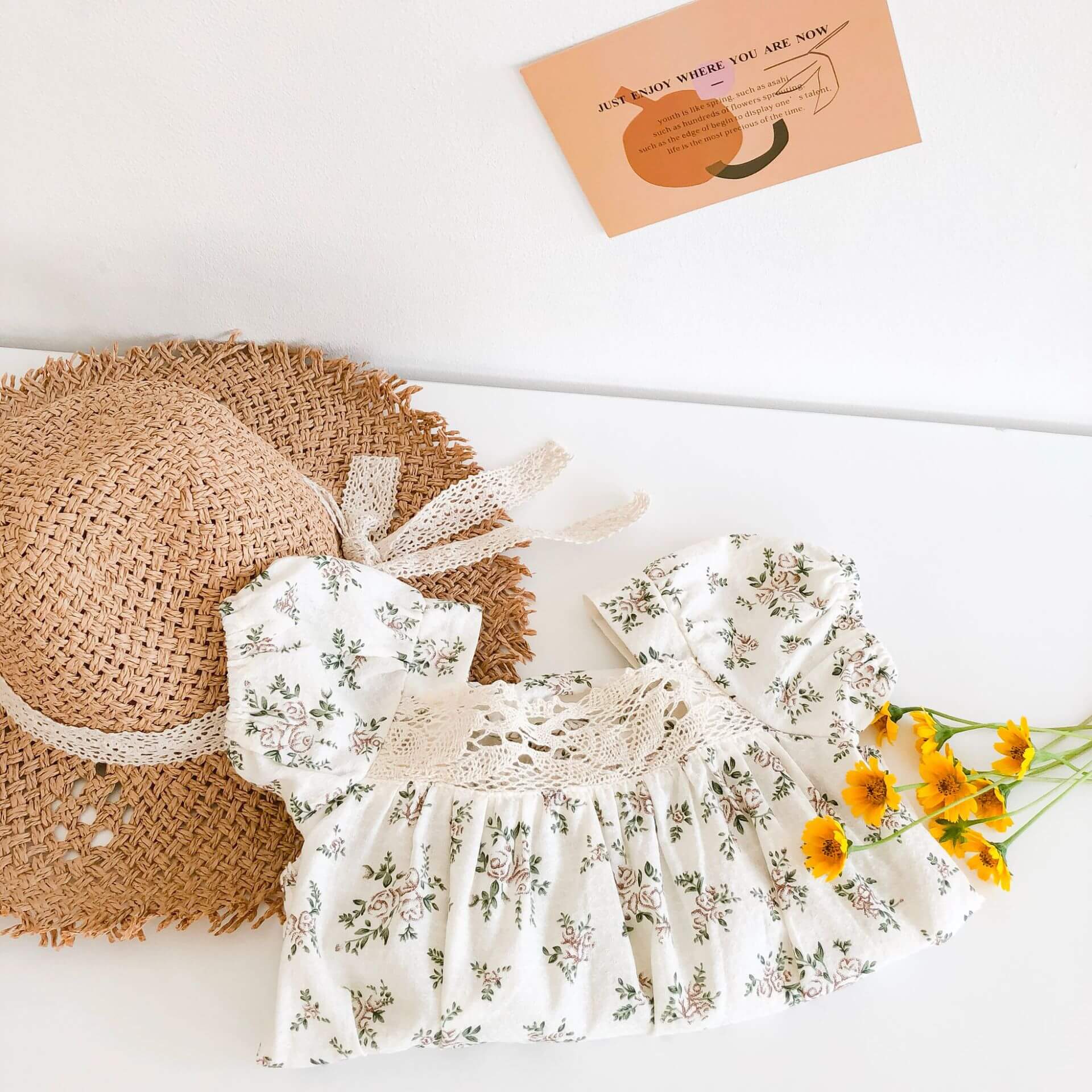 Baby Floral Romper With Hat