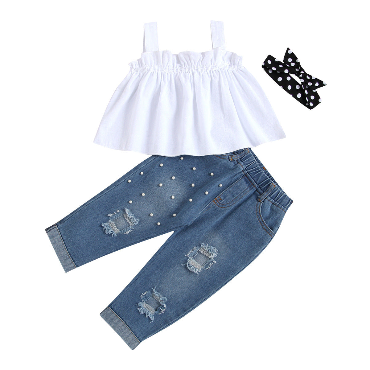 Suspenders Top Ripped Jeans-visikids - visikids