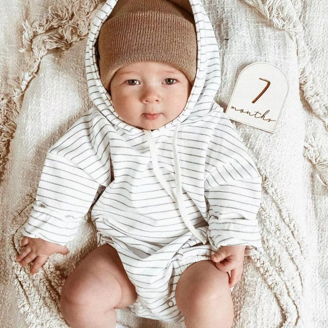 Baby Stripe Hooded Romper