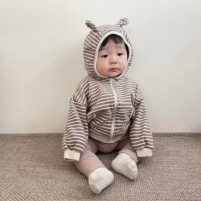 Baby Striped Hooded Coat-visikids