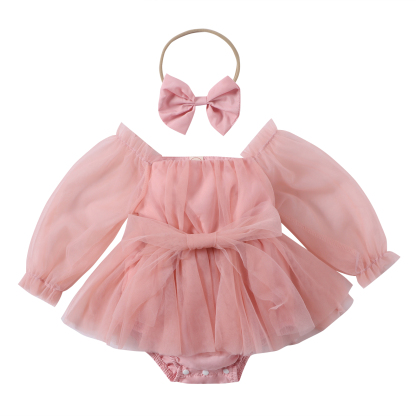 Baby Tulle Romper With Headband