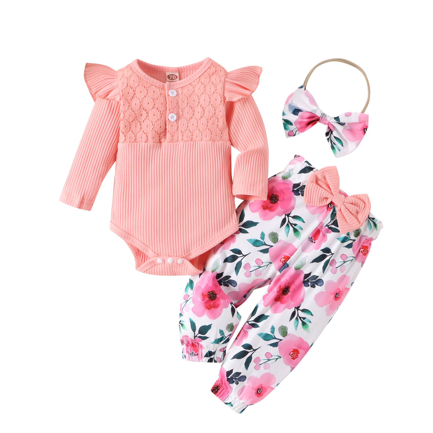 Baby Floral Set With Headband