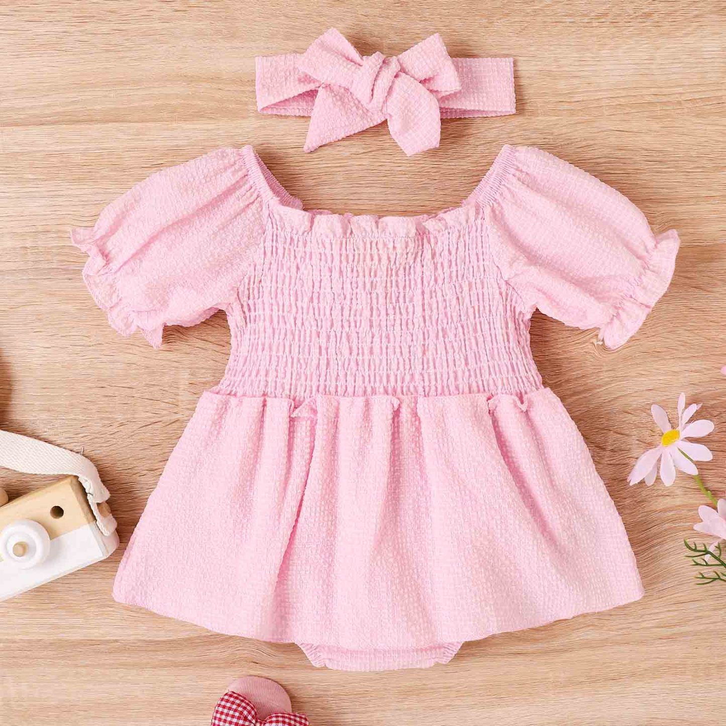 Baby Pure Dresses With Headband