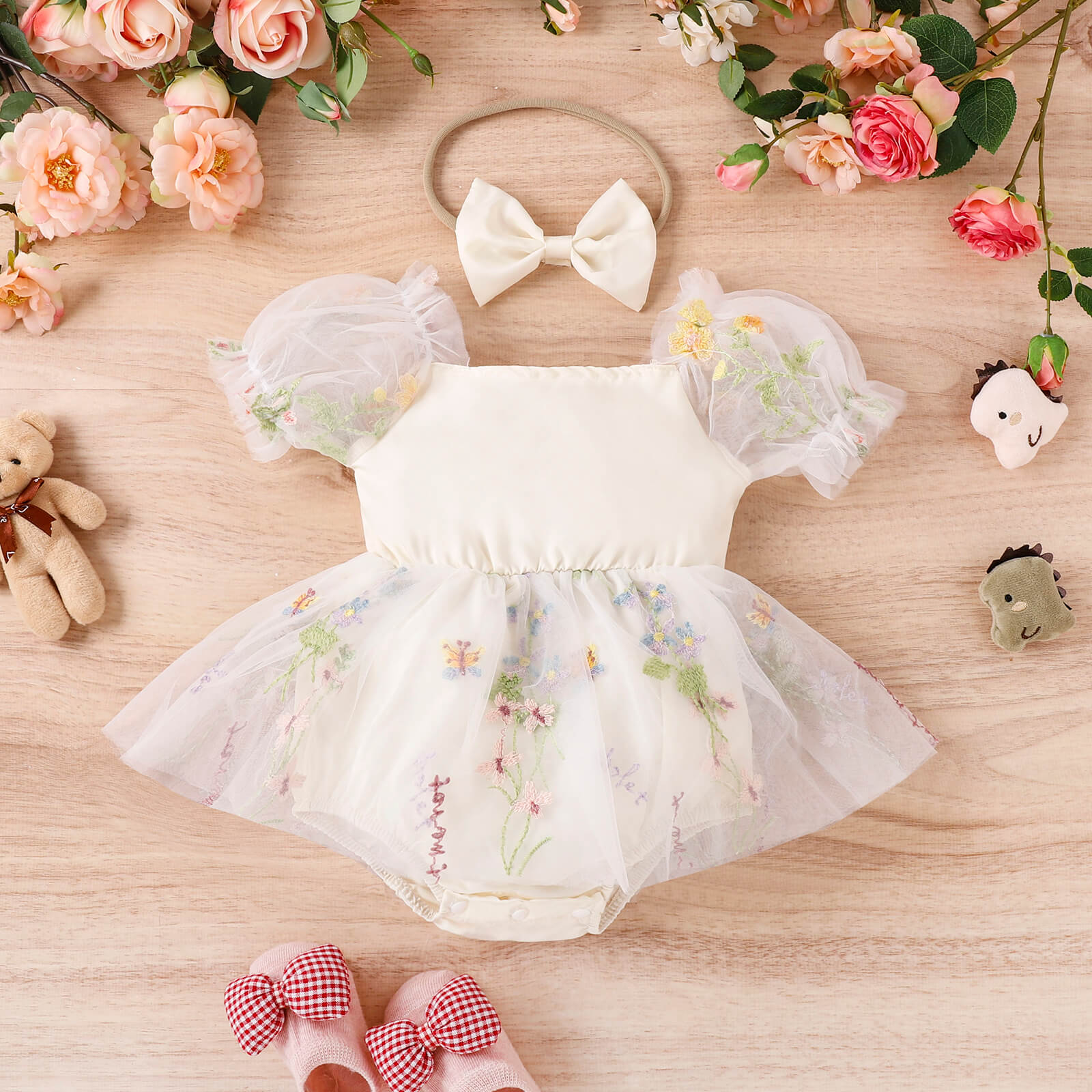 Baby Girl Sweet Tulle Embroider Romper Dress