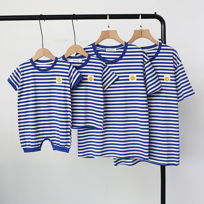 Summer Striped Navy Smiley Family Outfits