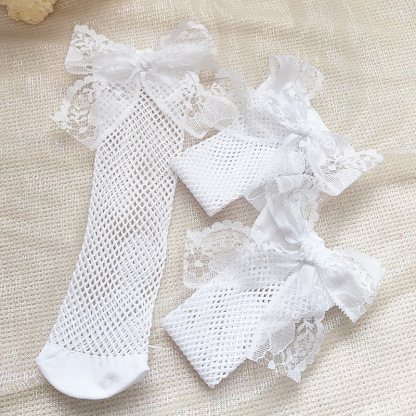 Baby Fishing Net Lace Bow Lolita Tube Socks
